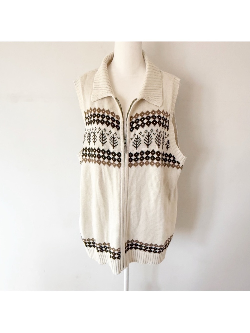 CJ Banks Women Woodland Fair Isle Sweater Vest 1X Nordic Holiday Retro Ski Lodge